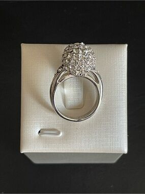 Monet silver tone rhinestone Cocktail Ring.